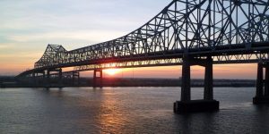 Bridge over the Mississippi River at Sunset
