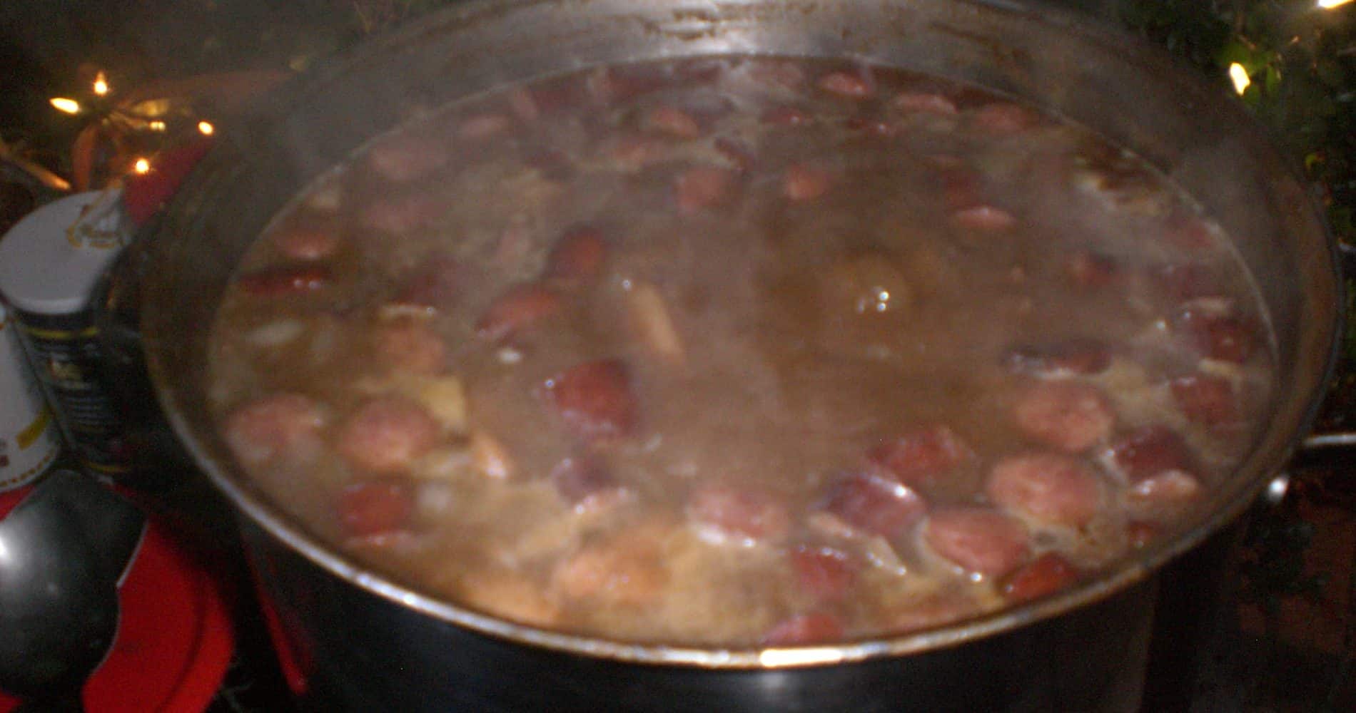 chicken and sausage gumbo in large pot