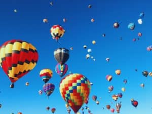 Hot Air Balloons against a blue sky