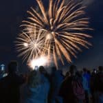 People watching fireworks display