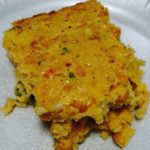 slice of crawfish cornbread